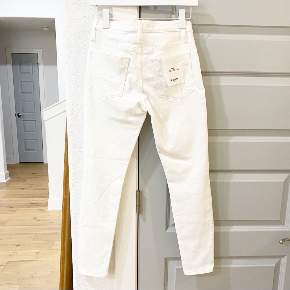 NWT Hudson Nico Mid Rise Super Skinny Crop Jeans White Revolve - Picture 3 of 6